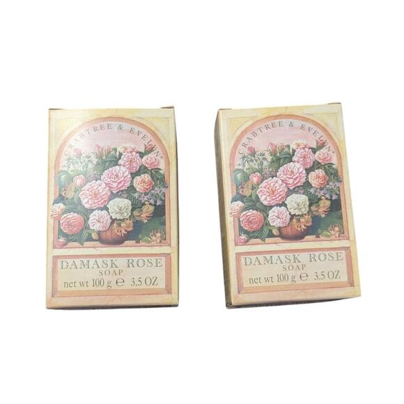 Crabtree & Evelyn Damask Rose Perfumed Bar Soap 3.5oz Set of Two - Picture 9 of 9